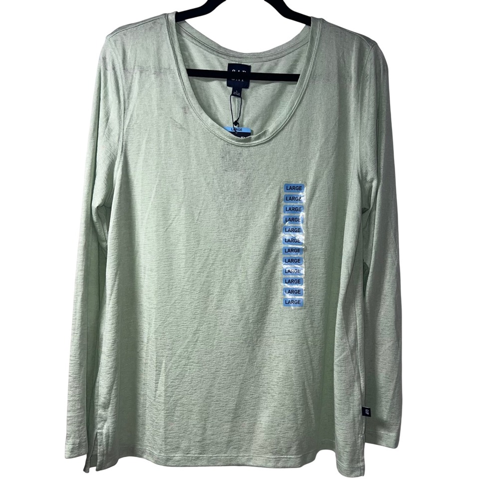 GAP Long Sleeve Tee Womens Large Sage Green Casual Basic Scoop Neck Lightweight